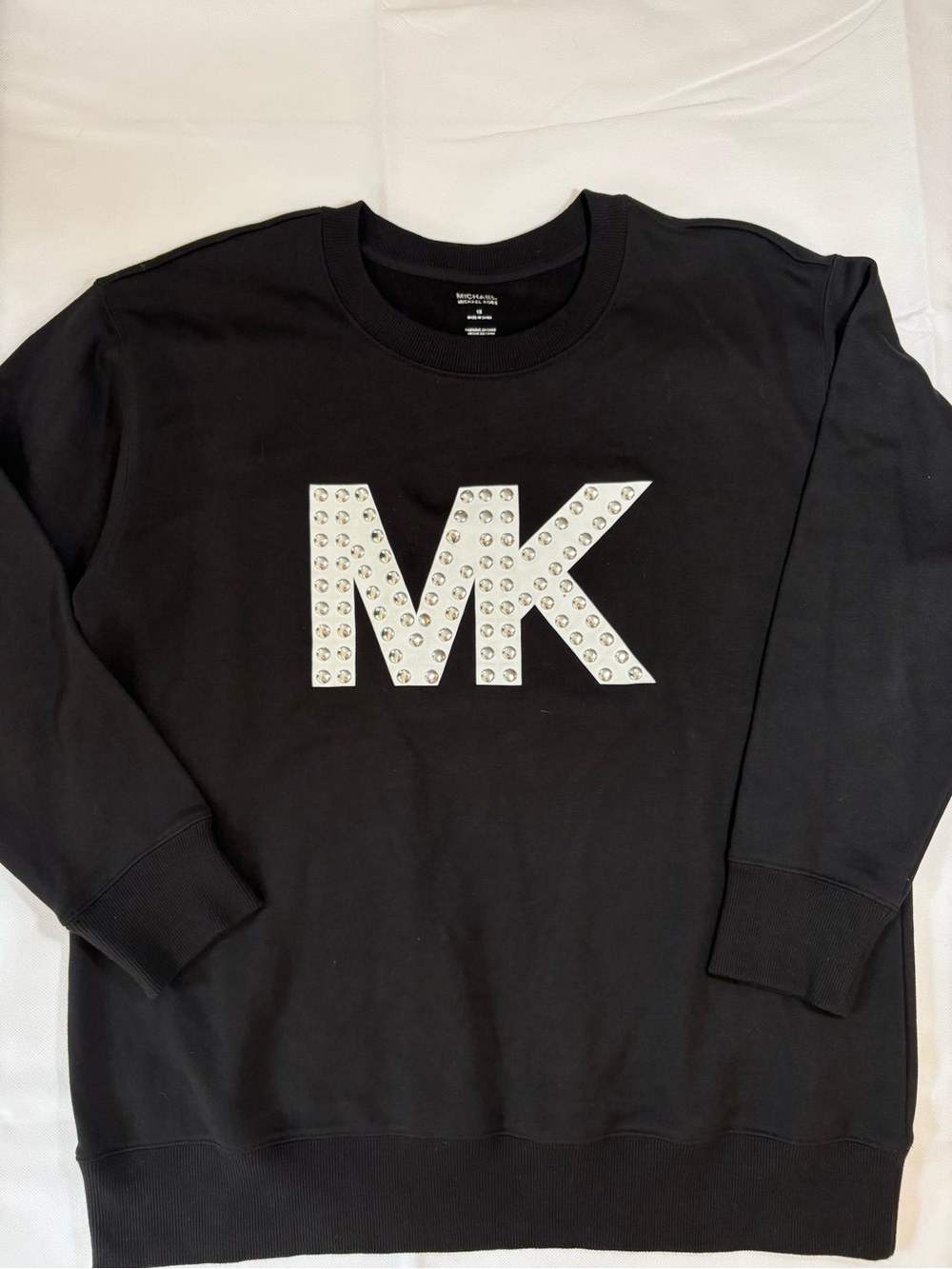Michael Kors Black Studded MK Logo Sweatshirt Crewneck Pullover Size 1X